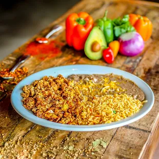 a plate of mexican food