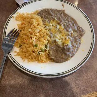 Rice &amp; beans. Rice was yummy! Beans not so much.