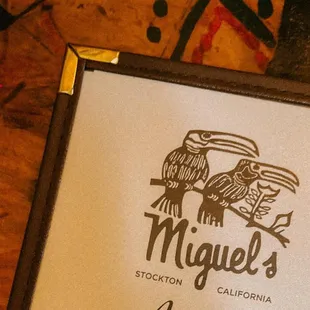 a picture of the menu