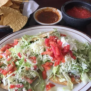 Tostada, Taco &amp; Tostaquac dinner.