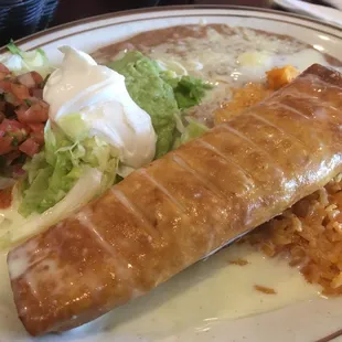 Delicious lunch chicken chimichanga!