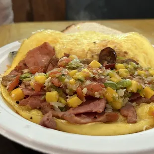 Omelette with mango salsa