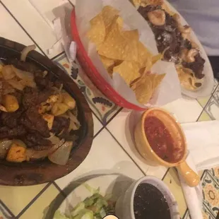 Shrimp nachos and Hawaiian fajitas