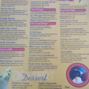 Lunch menu but there are daily specials