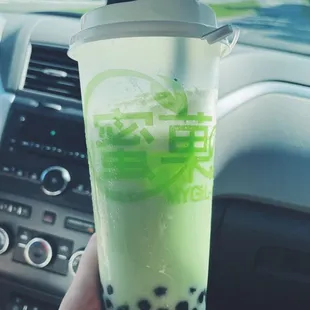 Honey Dew Milk Tea with boba :)