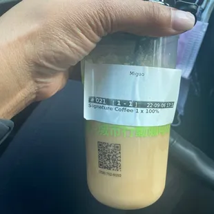 Signature coffee with a mix of milk tea