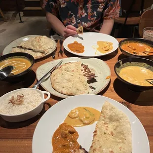 Honey Butter Chicken, Garlic Naan, Goan Prawn, &amp; Malwani Fish