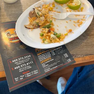 a half eaten plate of food