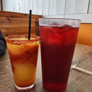 Mango Margarita on the left and Jamaica on the right