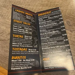 menu