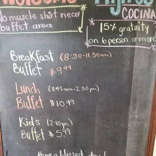 Chalkboard menu