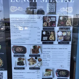 menu for lunch special