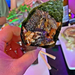 Salmon Skin Handroll (no rice, no sauce, no vegetables)
