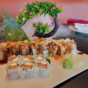 Dragon Roll and  Salmon Roll