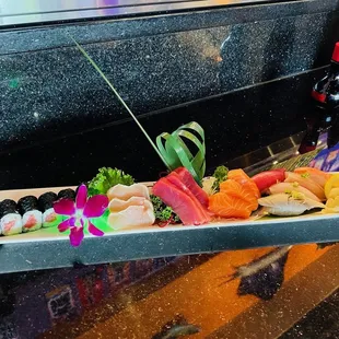 interior, sushi and sashimi