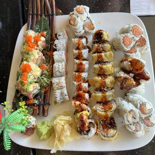 the Godzilla Roll is the one on the left.  It was my favorite, but they were all really good.