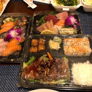 Assorted Sashimi Deluxe and sushi combo, Beef Teriyaki!