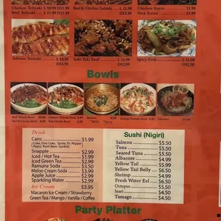 menu