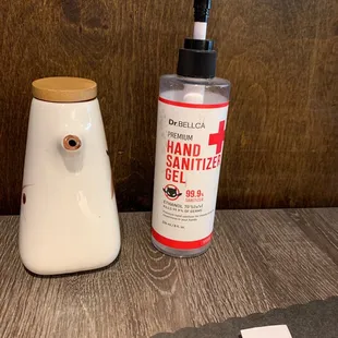 Hand sanitizers at the table