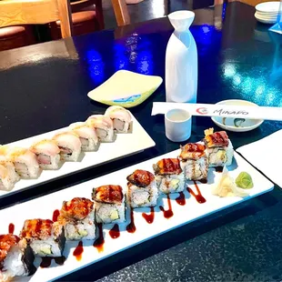 Beautiful sushi &amp; hot saki