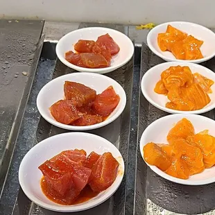 Seaweed, tuna, salmon, jalapeño salmon cream cheese poppers