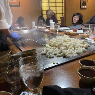 a large grill with food on it