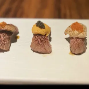 Japan A5 waygu nigiri tasting in seasonal menu