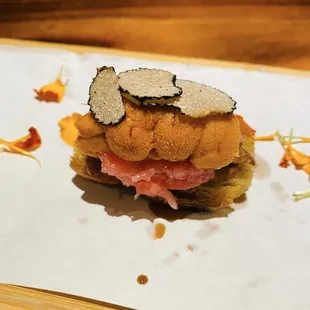 Japan uni toast with toro and truffle