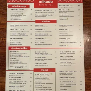 menu