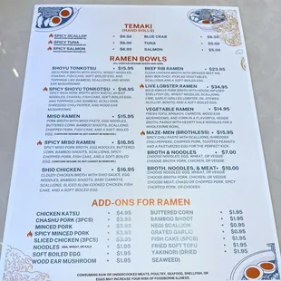menu