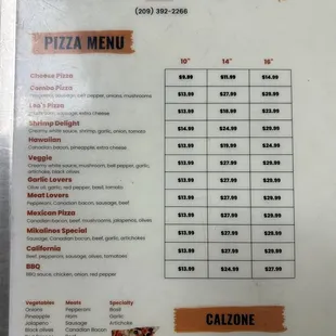 menu