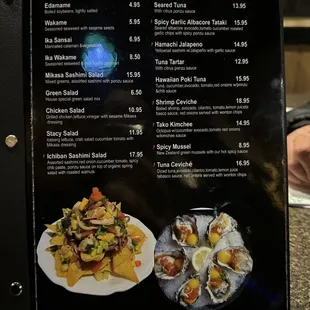 Menu appetizers