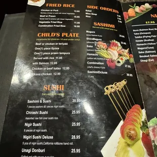 Menu misc items