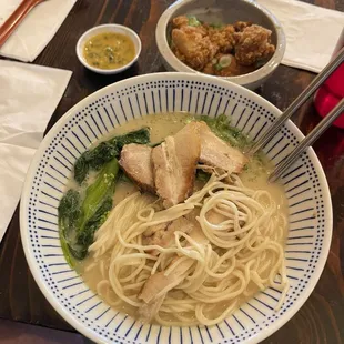 Chicken Karaage, Tonkotsu ramen.