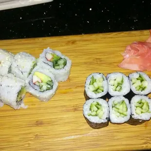 California roll and cucumber roll