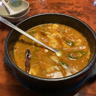 Sundubu Jigae with spicy pork