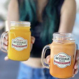 two jars of beverages