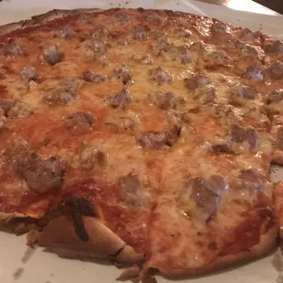 14" cheese sausage - outside over cooked inside under cooked and flimsy