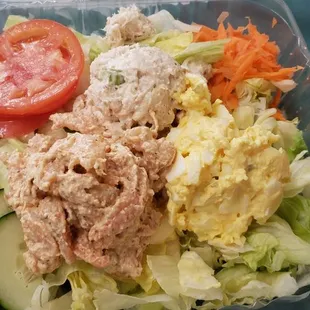 Trio Platter- shrimp salad, chicken salad and egg salad