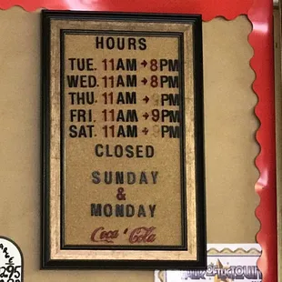 Hours of operation