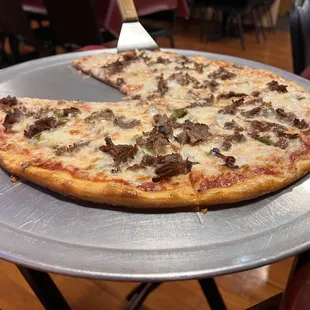 Cheesesteak pizza