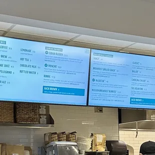 menus on a large screen