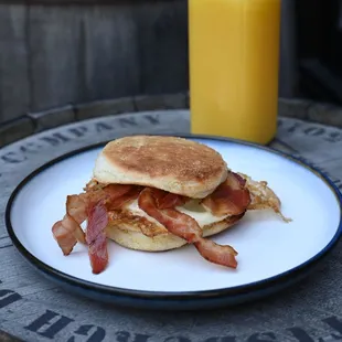 The Baller | acorn-fed Iberico de bellota bacon, fried egg and Vermont clothbound cheddar on our home-made english muffin