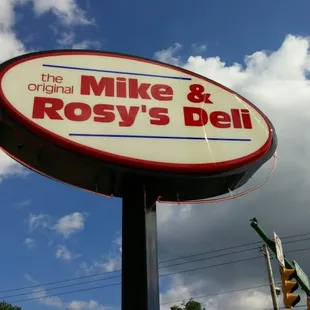 a sign for mike &amp; rosy&apos;s deli