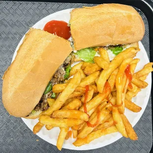 Standard Philly Cheese sub and fries.
