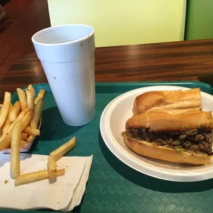Cheese steak combo $8.85 + tax