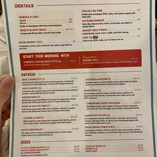 Brunch menu