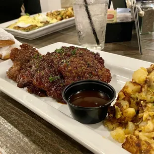 Chicken and beignets