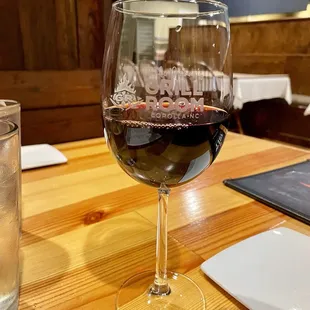 Decent sized pour - glass of Pierano Estate Merlo - $12 - yummy smooth and tasty!