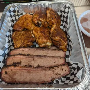 Sliced Brisket and Chicken